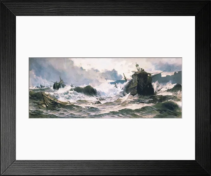 Framed Print : GARTNER DE LA PEA, Jos (1866 - 1918). Destruction of the Spanish Armada. 1892. Oil on canvas. SPAIN. Malaga. Fine Arts Museum. AISA / Everett Collection**US SALES ONLY**