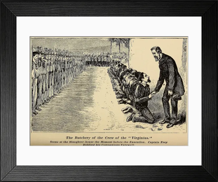 Framed Print : Capt. Joseph Fry of the ship Virginius bidding farewell to 37 of his crew before their execution in Cuba, Nov. 7, 1873