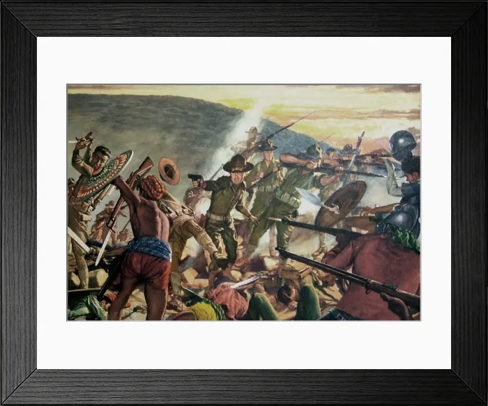 Framed Print : Battle of Bagsak Mt. took place in a horseshoe-shaped volcanic crater, June 11-15, 1913. It was the last major fight in the Moro War in the southern Philippines