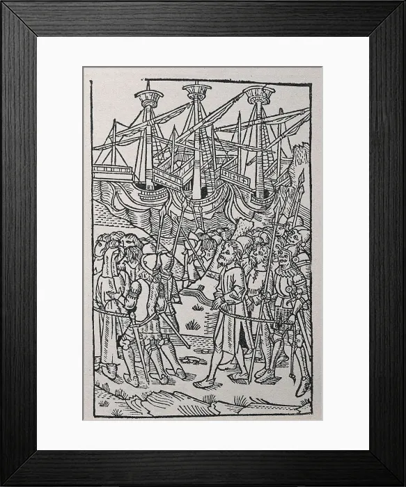 Framed Print : Illustration of 'History of Vespasianus'. Edition printed in Zaragoza in 1495. Engraving. AISA / Everett Collection**US SALES ONLY**