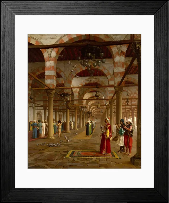 Framed Print : PRAYER IN THE MOSQUE, by Jean-Leon Gerome, 1871, French painting, oil on canvas. Islamic men praying in Mosque of Amr, Cairo Framed Print : PRAYER IN THE MOSQUE, by Jean-Leon Gerome, 1871, French painting, oil on canvas. Islamic men praying in Mosque of Amr, Cairo