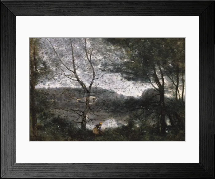 Framed Print : VILLE-DAVRAY, by Camille Corot, 1870, French painting, oil on canvas. This is painted on the property the artist inherited from his parents at Ville-dAvray (BSLOC_2017_9_91)