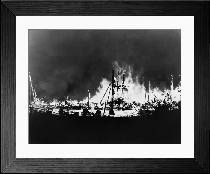 Framed Print : The burning of the Henry Shepherd house by the Ku Klux Klan