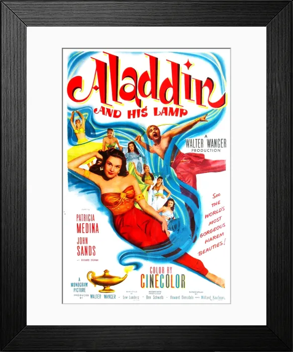 Framed Print : ALADDIN AND HIS LAMP, US poster, from left: Patricia Medina, Johnny Sands, 1952