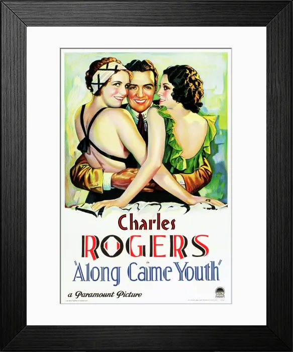 Framed Print : ALONG CAME YOUTH, l-r: Betty Boyd, Charles Buddy Rogers, Frances Dee on poster art, 1930