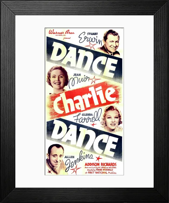 Framed Print : DANCE CHARLIE DANCE, US poster art, from top: Stuart Erwin, Jean Muir, Glenda Farrell, Allen Jenkins, 1937