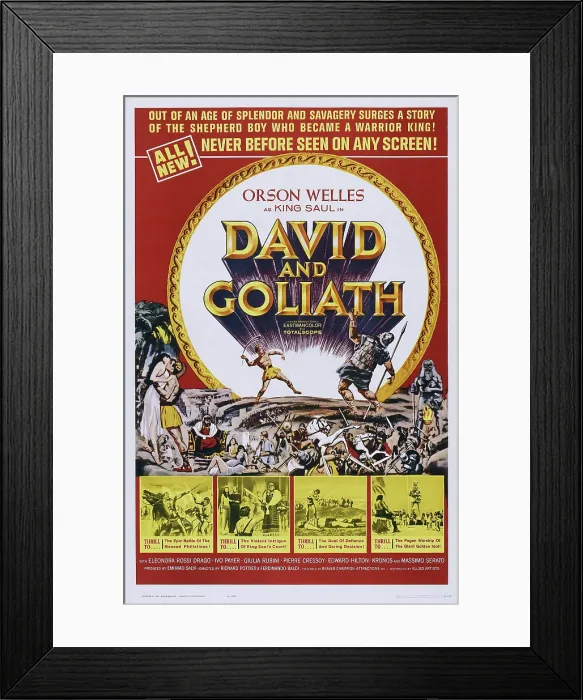 Framed Print : DAVID AND GOLIATH, (aka DAVID E GOLIA), poster art, 1960