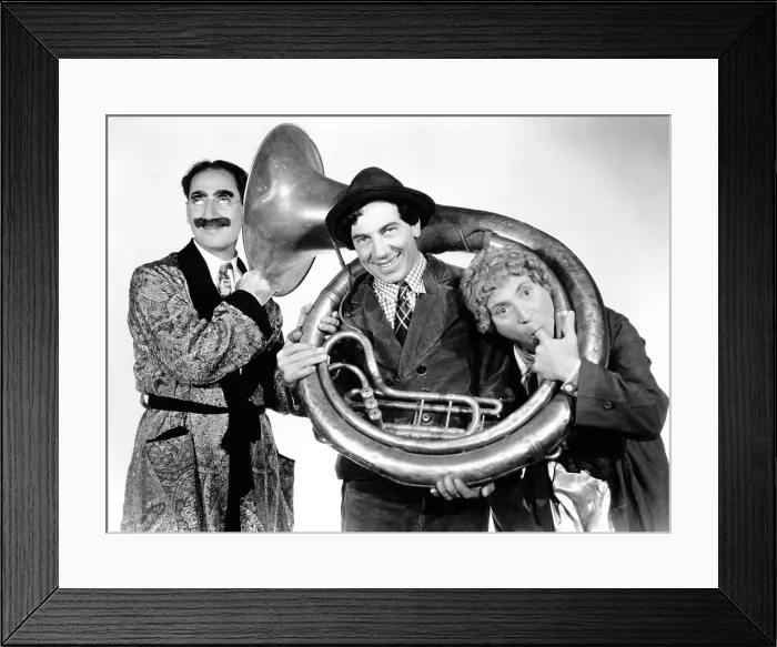 Framed Print : A DAY AT THE RACES, from left: Groucho Marx, Chico Marx, Harpo Marx, 1937