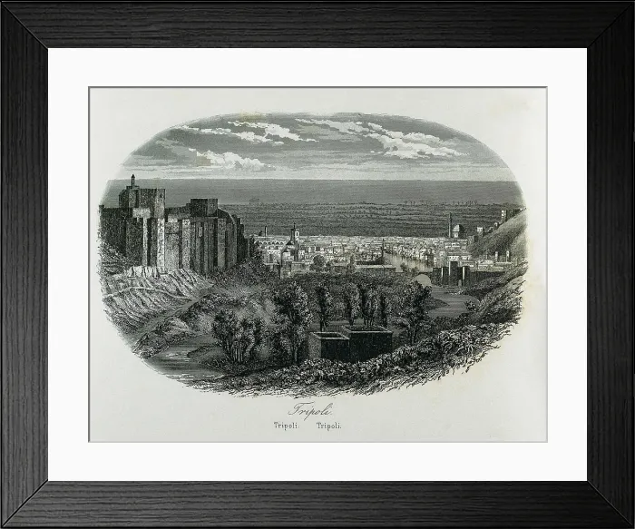 Framed Print : Ottoman Empire (1863). Tripoli. Picture from the 'Historia General de las Misiones' (General History of Missions). Etching. AISA / Everett Collection**US SALES ONLY**