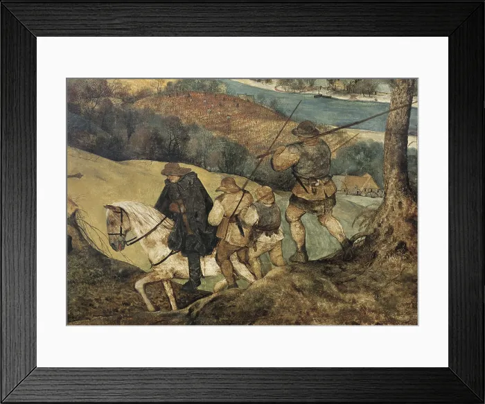 Framed Print : Breugel, Pieter, The Elder, called 'Peasant Bruegel' (1525-1569). The Return of the Herd. 1565. Right-hand lower detail depicting some sheperds