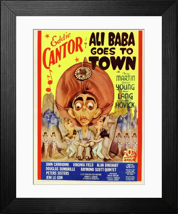 Framed Print : ALI BABA GOES TO TOWN, center: Eddie Cantor on poster art, 1937, TM and Copyright 20th Century Fox Film Corp. All rights reserved. / courtesy Everett Collection