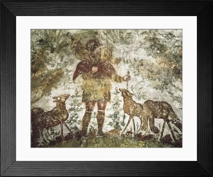 Framed Print : The Good Shepherd. 3rd c. ITALY. Rome. Catacombs of St. Domitilla. Paleo-christian art. Fresco. AISA / Everett Collection**US SALES ONLY**