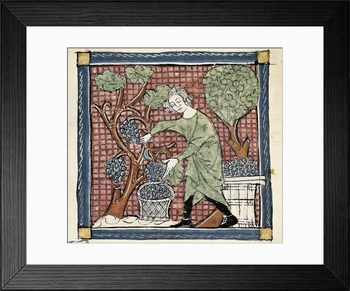 Framed Print : ERMENGAUD OF BEZIERS (13th century). Brviaire d'amour (Breviary of Love). 13th c. The Month of April. Provenal School. Romanesque art. Miniature Painting. SPAIN