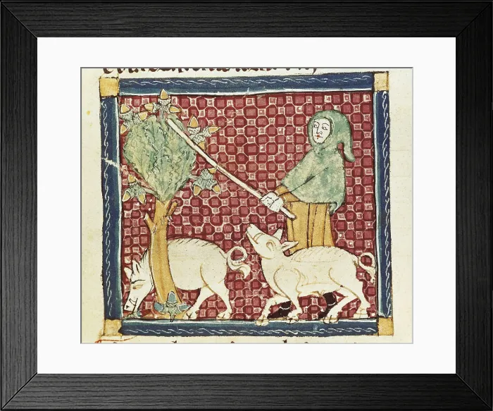 Framed Print : ERMENGAUD OF BEZIERS (13th century). Brviaire d'amour (Breviary of Love). 13th c. The Month of April. Provenal School. Romanesque art. Miniature Painting. SPAIN Framed Print : ERMENGAUD OF BEZIERS (13th century). Brviaire d'amour (Breviary of Love). 13th c. The Month of April. Provenal School. Romanesque art. Miniature Painting. SPAIN