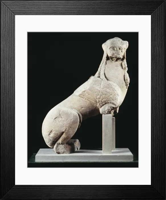 Framed Print : Sphinx from Agost. 6th c. - 5th c. BC. Iberian art. Sculpture on rock. SPAIN. Madrid. National Museum of Archaeology. Proc: SPAIN. Agost. AISA / Everett Collection**US SALES ONLY**