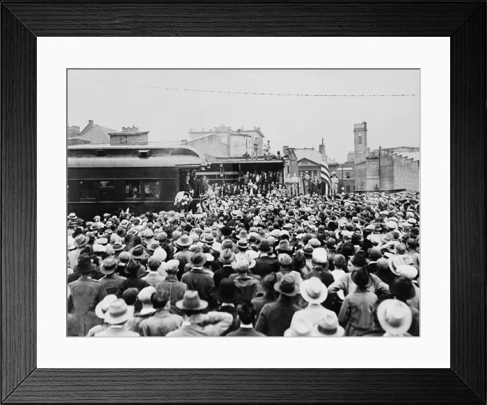 Framed Print : Herbert Hoover's whistle stop campaign train during the 1928 Presidential election. (BSLOC_2015_16_71) Framed Print : Herbert Hoover's whistle stop campaign train during the 1928 Presidential election. (BSLOC_2015_16_71)