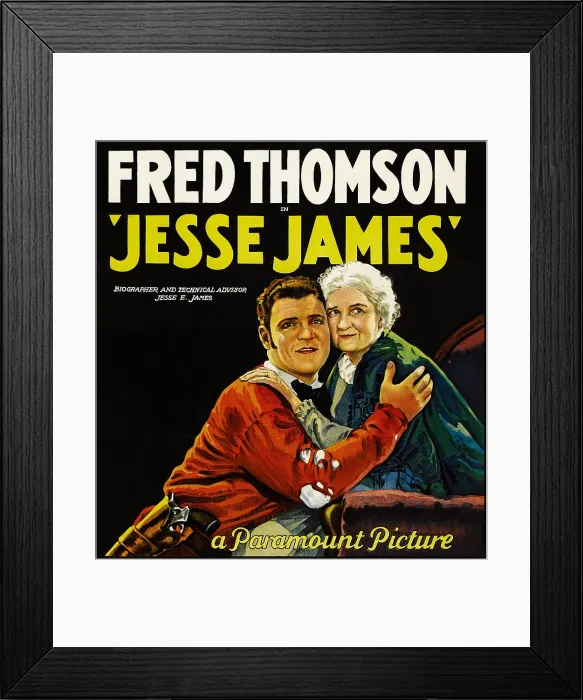 Framed Print : JESSE JAMES, style B poster, left to right: Fred Thomson, Mary Carr, 1927