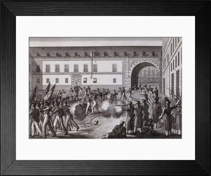 Framed Print : Spain (1820-1823). Liberal Triennium. Memorable 7th July 1822 in Madrid at four o'clock. Etching. SPAIN. Madrid. National Library. AISA / Everett Collection**US SALES ONLY** Framed Print : Spain (1820-1823). Liberal Triennium. Memorable 7th July 1822 in Madrid at four o'clock. Etching. SPAIN. Madrid. National Library. AISA / Everett Collection**US SALES ONLY**