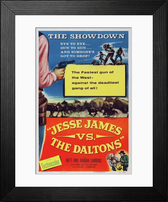Framed Print : JESSE JAMES VS. THE DALTONS, US poster art, 1954