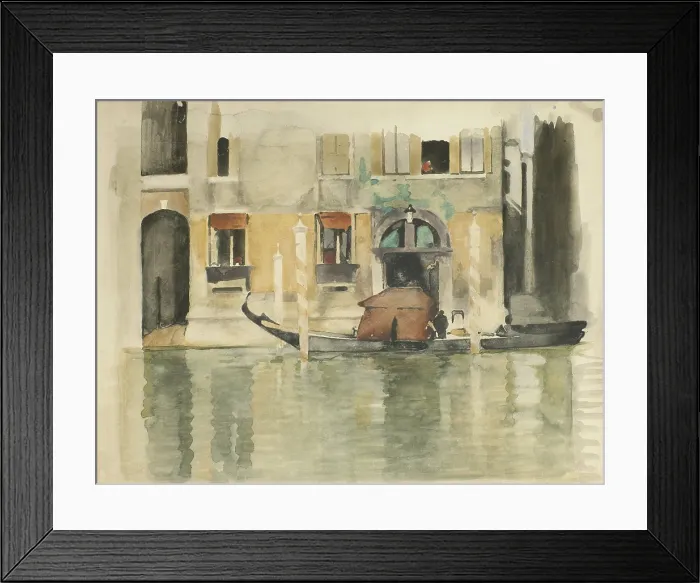 Framed Print : Venetian Gondola in Front of a House, by Willem Witsen, c. 188-1920. Dutch painting, watercolor. (BSLOC_2016_1_87)