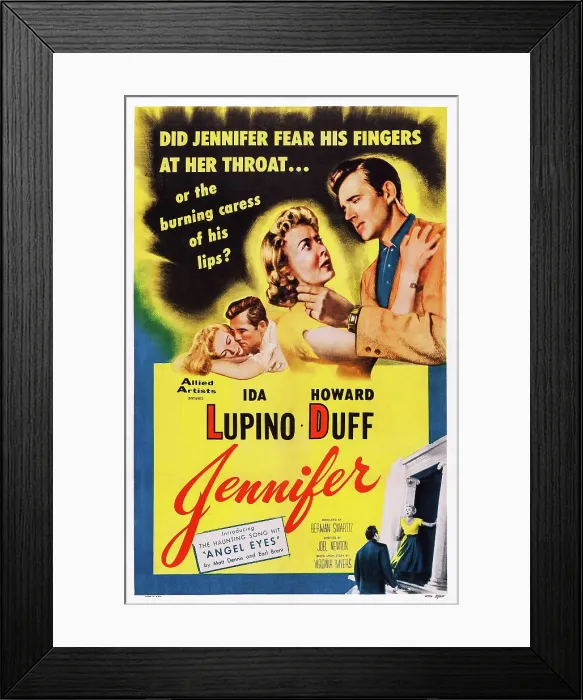 Framed Print : JENNIFER, US poster art, from left: Ida Lupino, Howard Duff, 1953