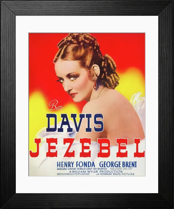 Framed Print : JEZEBEL, Bette Davis on window card, 1938