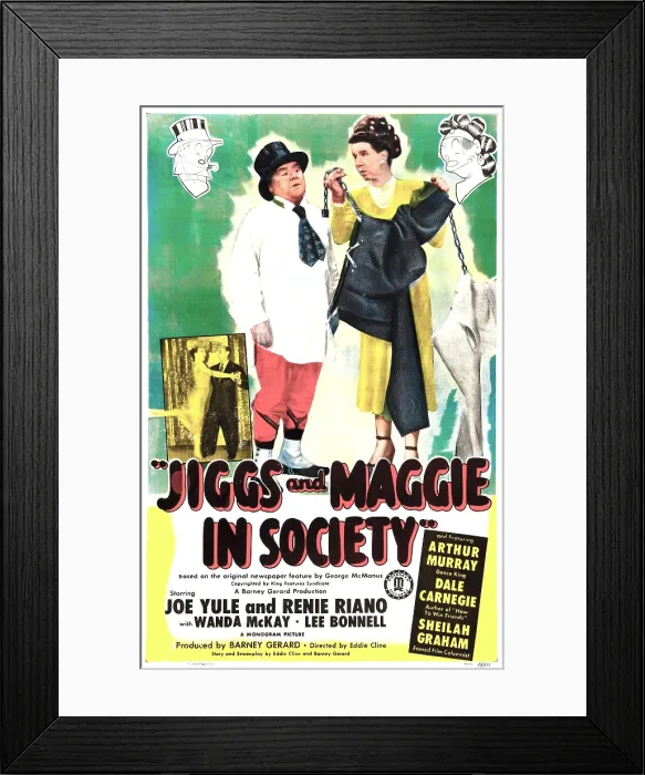 Framed Print : JIGGS AND MAGGIE IN SOCIETY, US poster, top from left: Joe Yule, Renie Riano, 1947