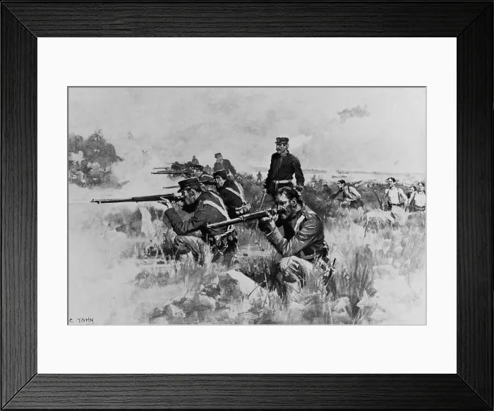 Framed Print : Guantanamo Marines under Lieut. Col. Huntington the Battle of Camp McCalla, June 11-13, 1898