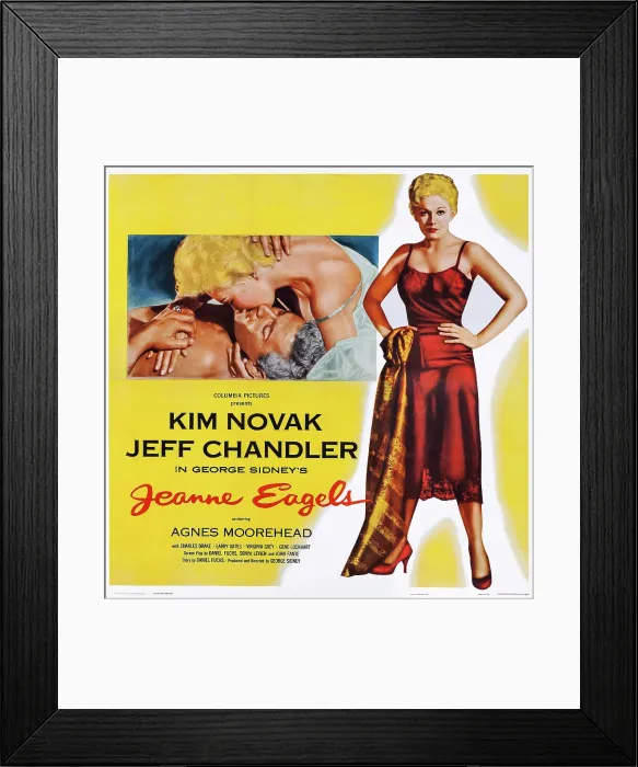 Framed Print : JEANNE EAGELS, US poster, Jeff Chandler (lying dowm), Kim Novak (twice), 1957