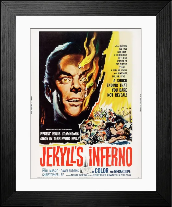 Framed Print : JEKYLL'S INFERNO, (aka THE TWO FACES OF DR. JEKYLL, aka HOUSE OF FRIGHT), poster art, 1960 Framed Print : JEKYLL'S INFERNO, (aka THE TWO FACES OF DR. JEKYLL, aka HOUSE OF FRIGHT), poster art, 1960