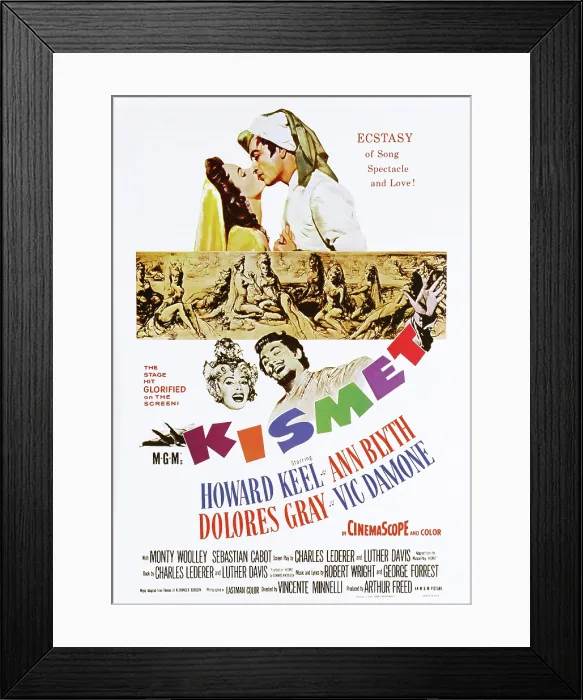 Framed Print : KISMET, US poster art, top from left: Ann Byth, Vic Damone, 1955 Framed Print : KISMET, US poster art, top from left: Ann Byth, Vic Damone, 1955