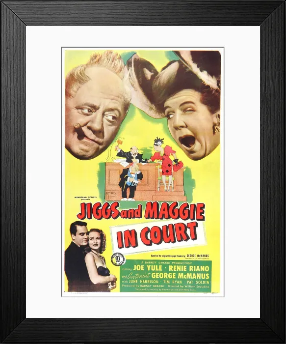 Framed Print : JIGGS AND MAGGIE IN COURT, US poster, top from left: Joe Yule, Renie Riano, bottom from left: Riley Hill, June Harrison, 1948