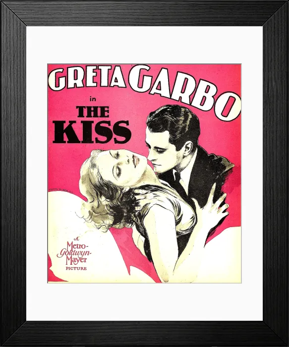 Framed Print : THE KISS, from left: Greta Garbo, Lew Ayres on window card, 1929 Framed Print : THE KISS, from left: Greta Garbo, Lew Ayres on window card, 1929
