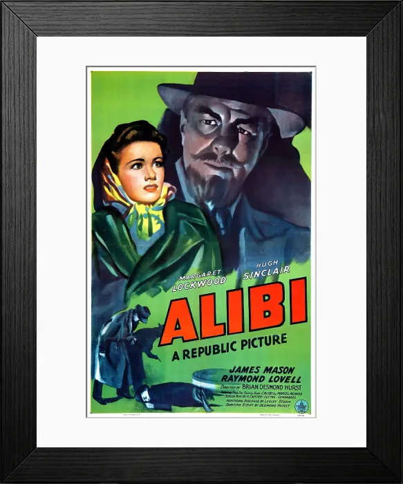 Framed Print : ALIBI, US poster, from left: Margaret Lockwood, Hugh Sinclair, 1942