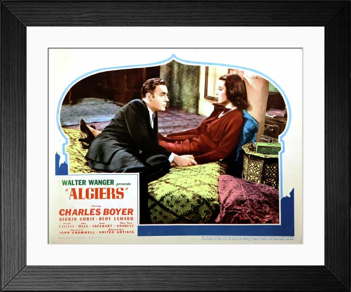 Framed Print : ALGIERS, lobbycard, from left: Charles Boyer, Hedy Lamarr, 1938