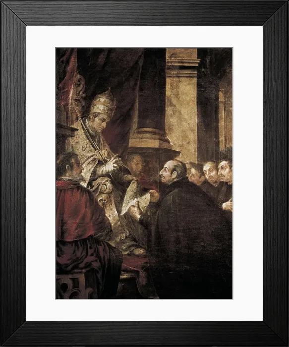 Framed Print : VALDS LEAL, Juan de (1622-1690). Saint Ignatius of Loyola Receiving from Pope Paul III the Bull of the Establishment of the Company of Jesus. 1674-1676. School of Sevilla Framed Print : VALDS LEAL, Juan de (1622-1690). Saint Ignatius of Loyola Receiving from Pope Paul III the Bull of the Establishment of the Company of Jesus. 1674-1676. School of Sevilla