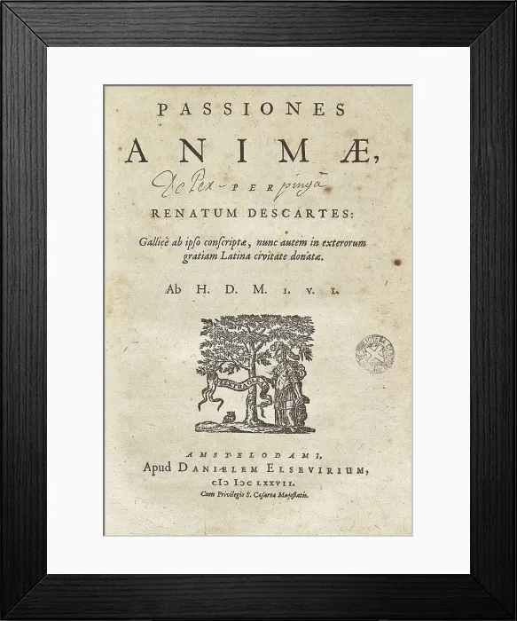 Framed Print : DESCARTES, Ren (1596-1650). 'Passiones Animae' (Passions of the soul). Edition executed in Amsterdam (1677). SPAIN. Barcelona