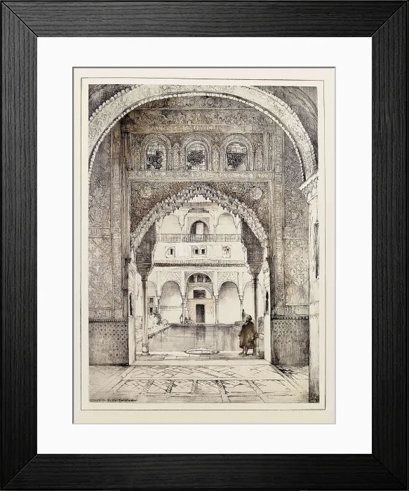 Framed Print : Spain (19th c.). Granada. The Alhambra. Patio de los Arrayanes (Court of the Myrtles), engraving by F.J. Lewis. Litography. AISA / Everett Collection**US SALES ONLY**