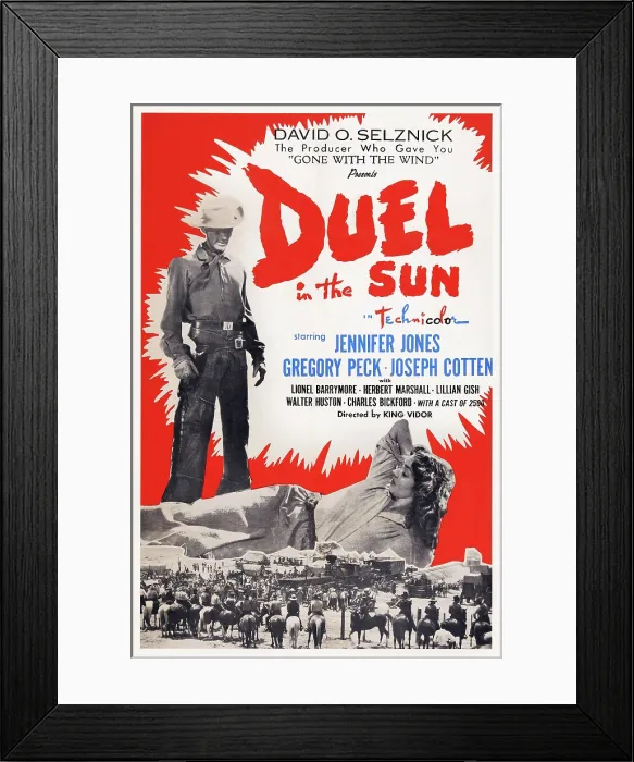 Framed Print : DUEL IN THE SUN, US poster art, from top: Gregory Peck, Jennifer Jones, 1946