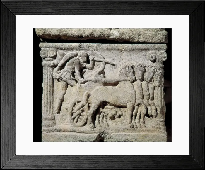 Framed Print : Relief with a chariot. From a sarcophagus. Etruscan art. Relief on rock. ITALY. Rome. National Etruscan Museum of Villa Julia. AISA / Everett Collection**US SALES ONLY** Framed Print : Relief with a chariot. From a sarcophagus. Etruscan art. Relief on rock. ITALY. Rome. National Etruscan Museum of Villa Julia. AISA / Everett Collection**US SALES ONLY**