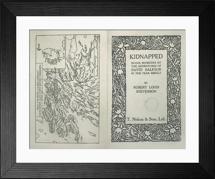 Framed Print : STEVENSON, Robert Louis (1850-1894). 'Kidnapped'. Title page. SPAIN. Barcelona. Biblioteca de Catalunya (National Library of Catalonia)