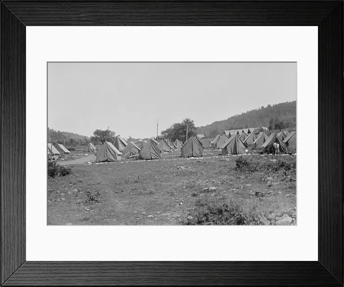 Framed Print : President's Herbert Hoover's Marine Guard encampment on the Rapidan River, Aug. 17, 1929