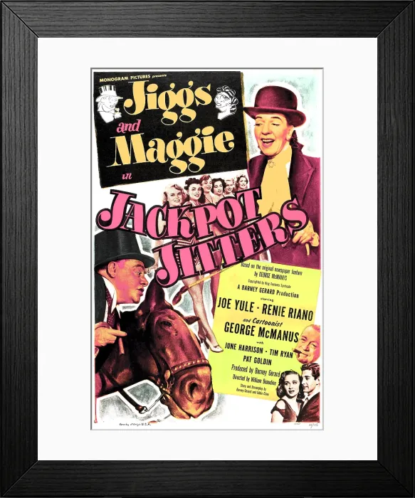 Framed Print : JIGGS AND MAGGIE IN JACKPOT JITTERS, US poster, Joe Yule (middle left), Renie Riano (top right), 1949