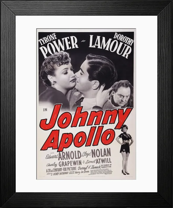 Framed Print : JOHNNY APOLLO, from left: Dorothy Lamour, Tyrone Power, Edward Arnold, 1940. TM and Copyright 20th Century Fox Film Corp. All rights reserved / courtesy Everett Collection