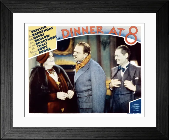 Framed Print : DINNER AT EIGHT, (aka DINNER AT 8), US lobbycard, from left, Marie Dressler, Wallace Beery, Lionel Barrymore, 1933 Framed Print : DINNER AT EIGHT, (aka DINNER AT 8), US lobbycard, from left, Marie Dressler, Wallace Beery, Lionel Barrymore, 1933