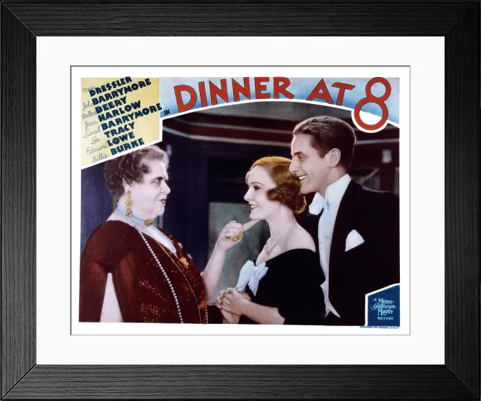 Framed Print : DINNER AT EIGHT, (aka DINNER AT 8), US lobbycard, from left, Marie Dressler, Madge Evans, Phillips Holmes, 1933