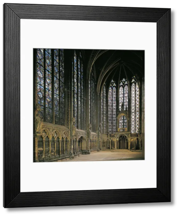Framed Print : MONTREUIL, Pierre de (13th c.). Sainte-Chapelle (Holy Chapel) of Paris. 1239-1246. FRANCE. Paris. Sainte Chapelle (Holy Chapel). Upper chapel. Gothic art