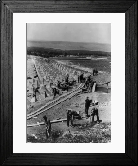 Framed Print : German construction battalion, building the Westwall, ca. 1938. Also called the Siegfried Line, it was a system of defensive positions in western Germany Framed Print : German construction battalion, building the Westwall, ca. 1938. Also called the Siegfried Line, it was a system of defensive positions in western Germany