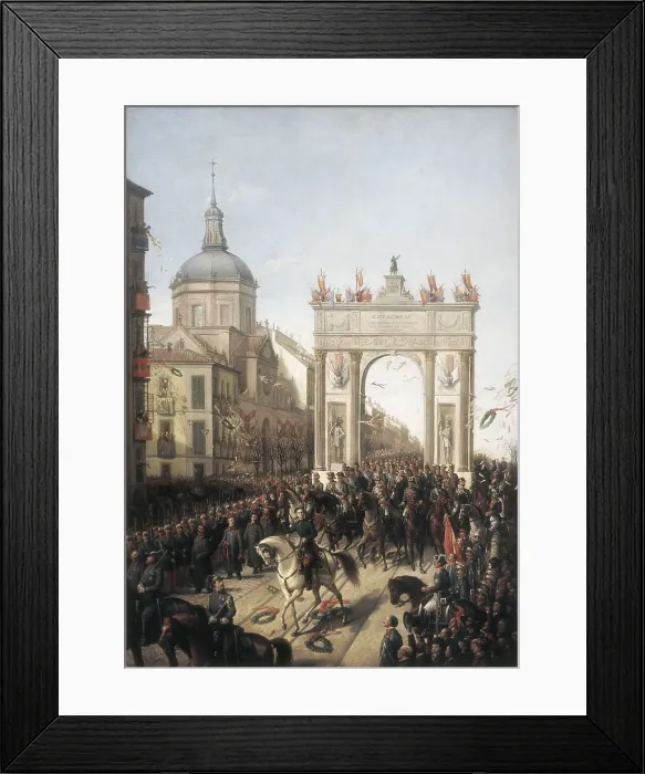 Framed Print : SIGENZA Y CHAVARRIETA, Joaqun (19th century). Entrance of Alfonso XII into Madrid on January 15th, 1875. ca. 1875. Oil on canvas. AISA / Everett Collection**US SALES ONLY**