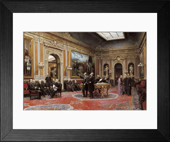 Framed Print : MAANOS MARTINEZ, Asterio (1861-1935). Hall of Conferences of the Senate in March 1904. 1904. SPAIN. Madrid. Senate Palace. Oil on canvas. AISA / Everett Collection**US SALES ONLY** Framed Print : MAANOS MARTINEZ, Asterio (1861-1935). Hall of Conferences of the Senate in March 1904. 1904. SPAIN. Madrid. Senate Palace. Oil on canvas. AISA / Everett Collection**US SALES ONLY**